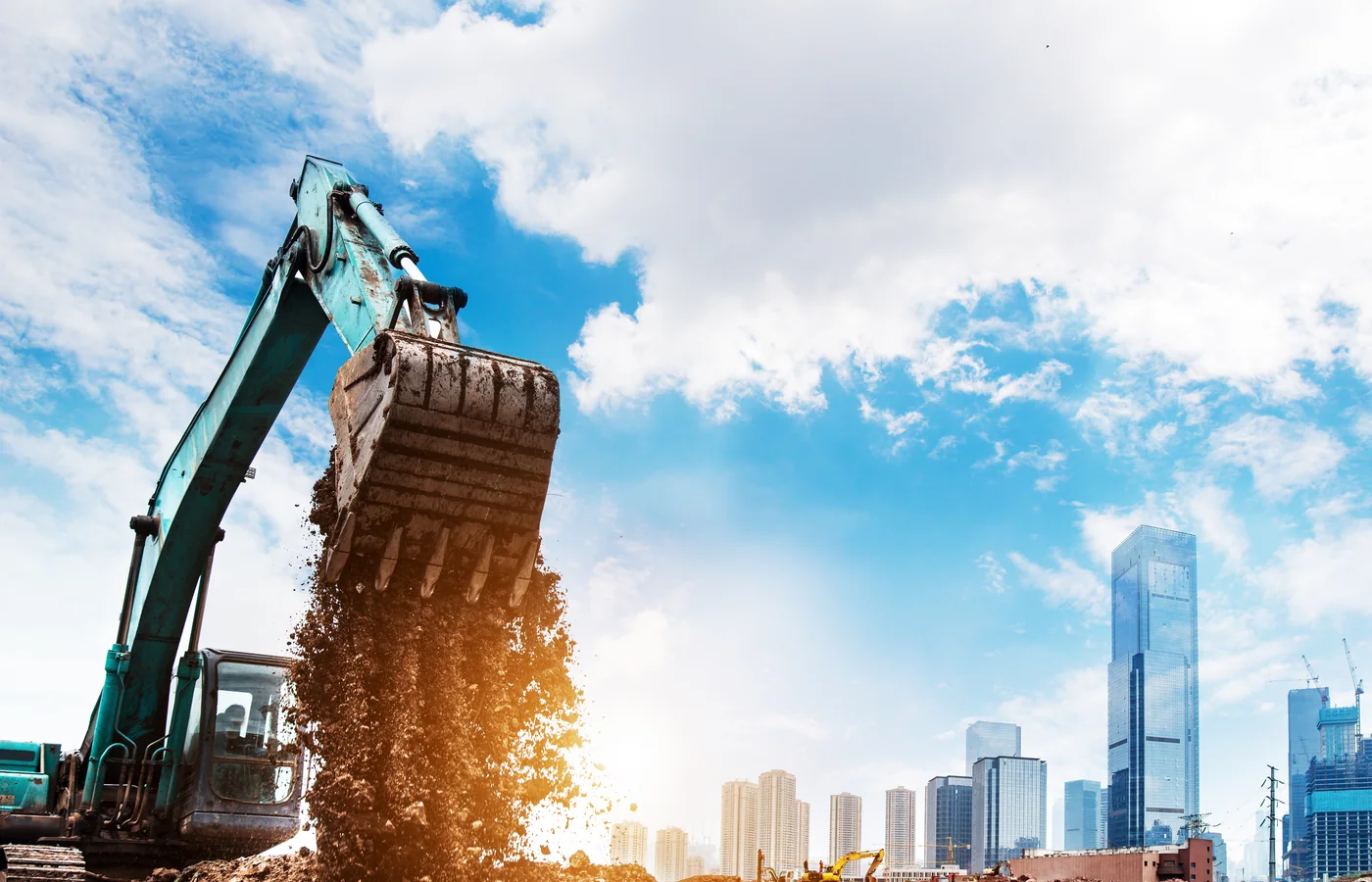 Engin de terrassement sur un chantier
